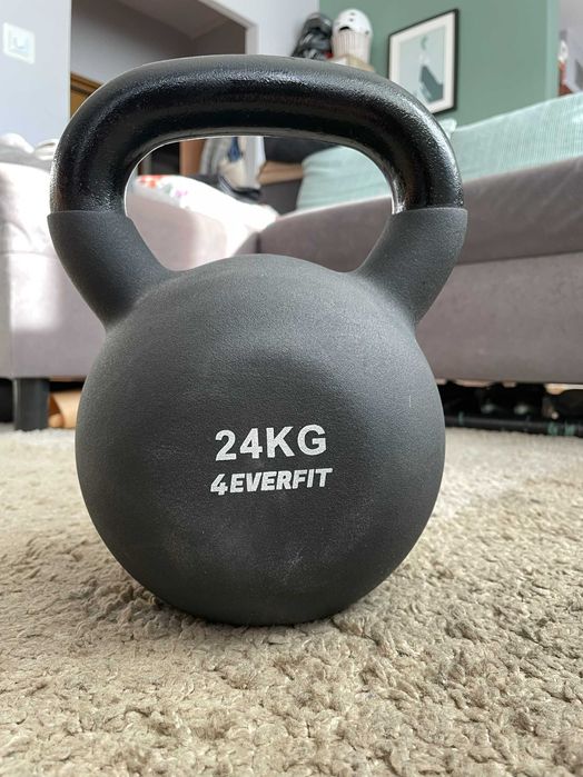 Kettlebell 24 kg żeliwny w gumie (girya/giria/odważnik kulowy)