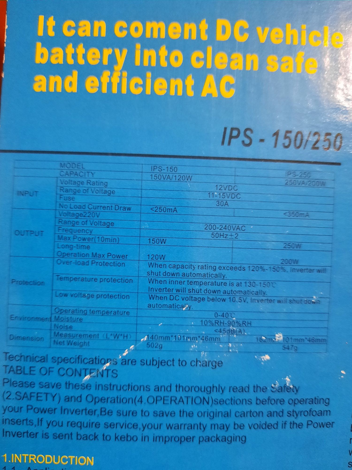 Інвертор,пертворювач напруги Kebo IPS-250,12-220v,250w