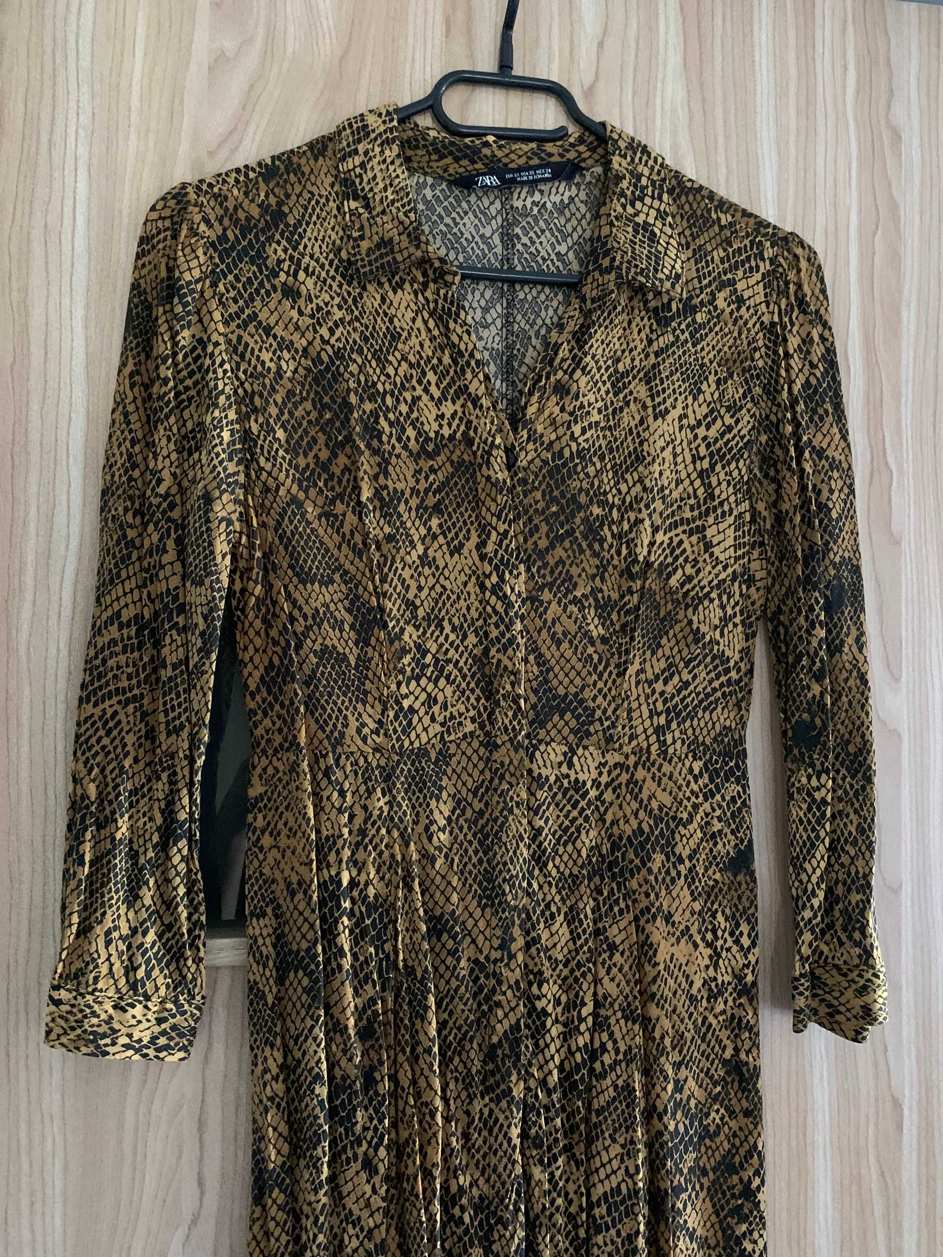 ZARA długa maxi sukienka XS 34 wężowy wzór