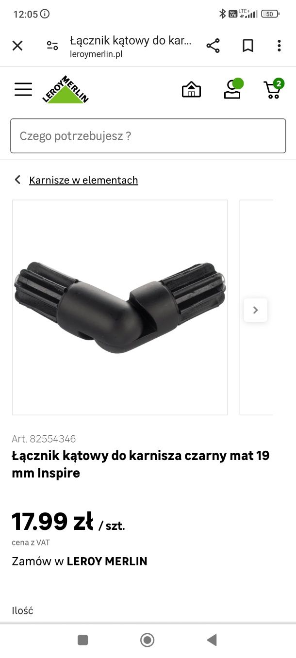 Karnisz heksagon 160 cm 3 sztuki