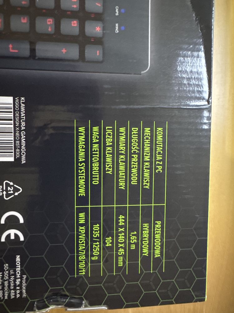 Klawiatura gamingowa Viggo Design X-Neo BST-830L
