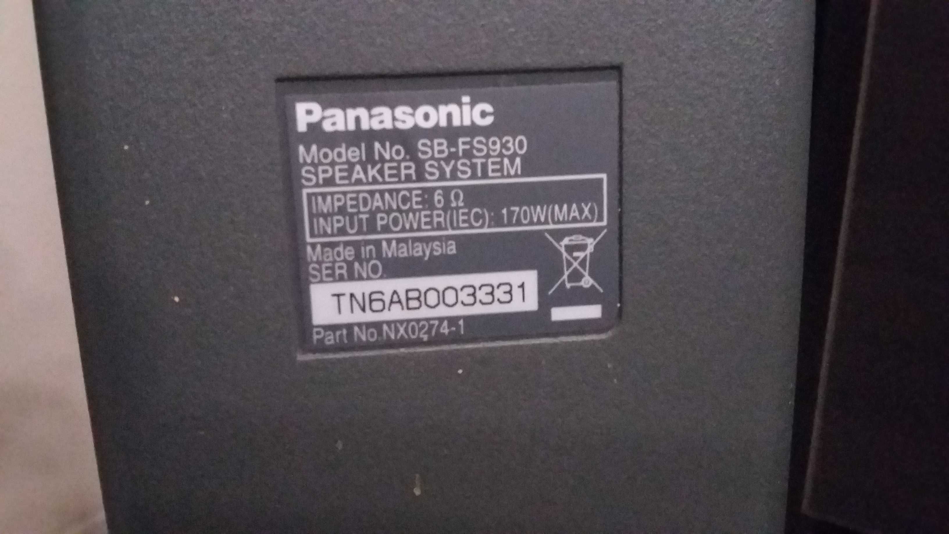 Panasonic zestaw pięciu kolumn do kina domowego 170w