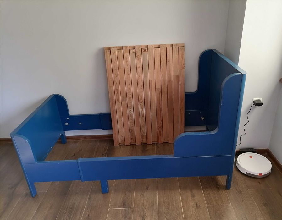 Łóżko rosnące Ikea busunge niebieskie stelaż dziecka