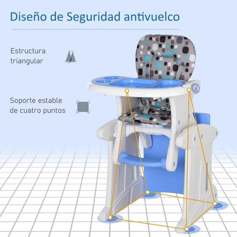 Cadeira Alta 3 em 1 para Bebé – Reclinável e Conversível