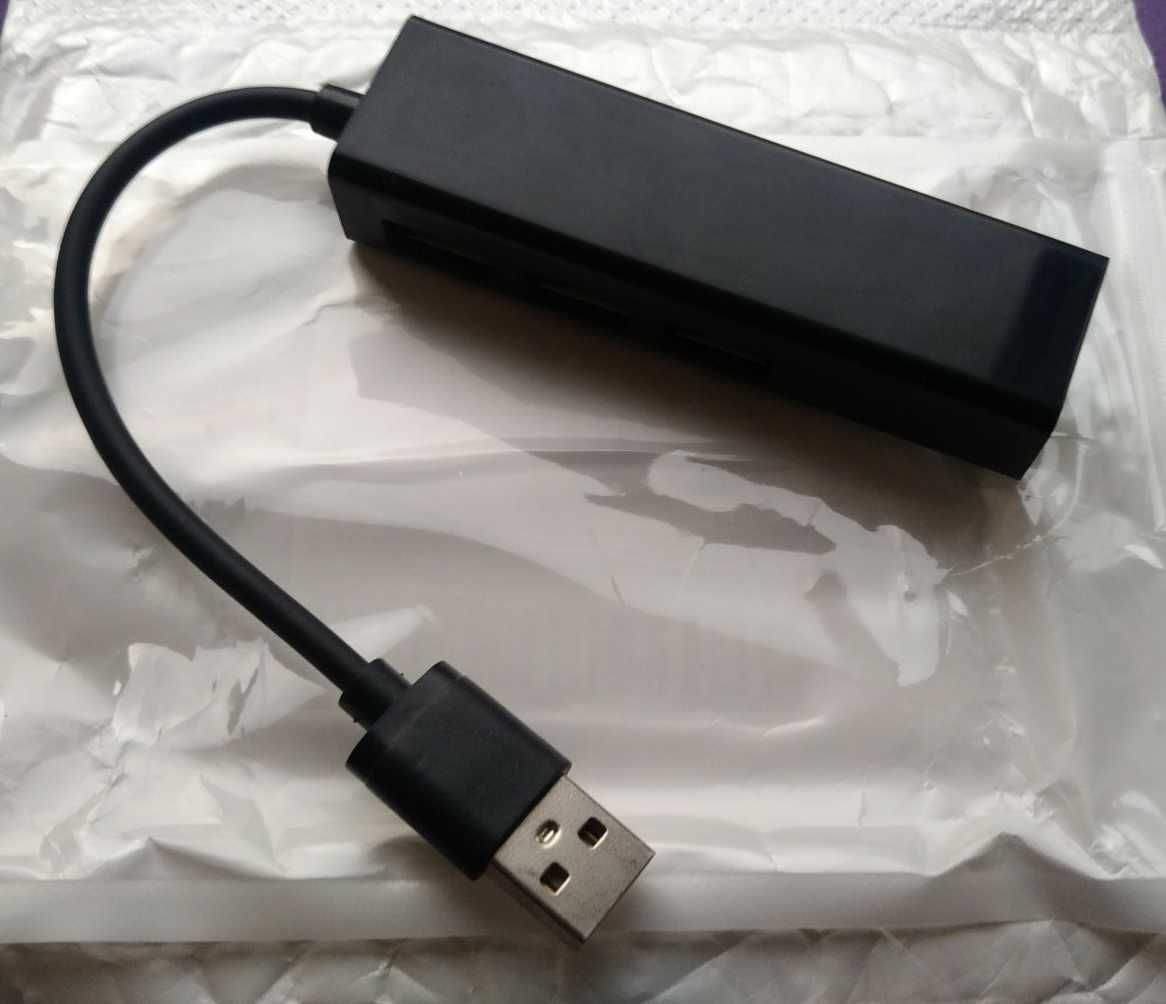 Сетевая карта usb + hub на 3 порта юсб