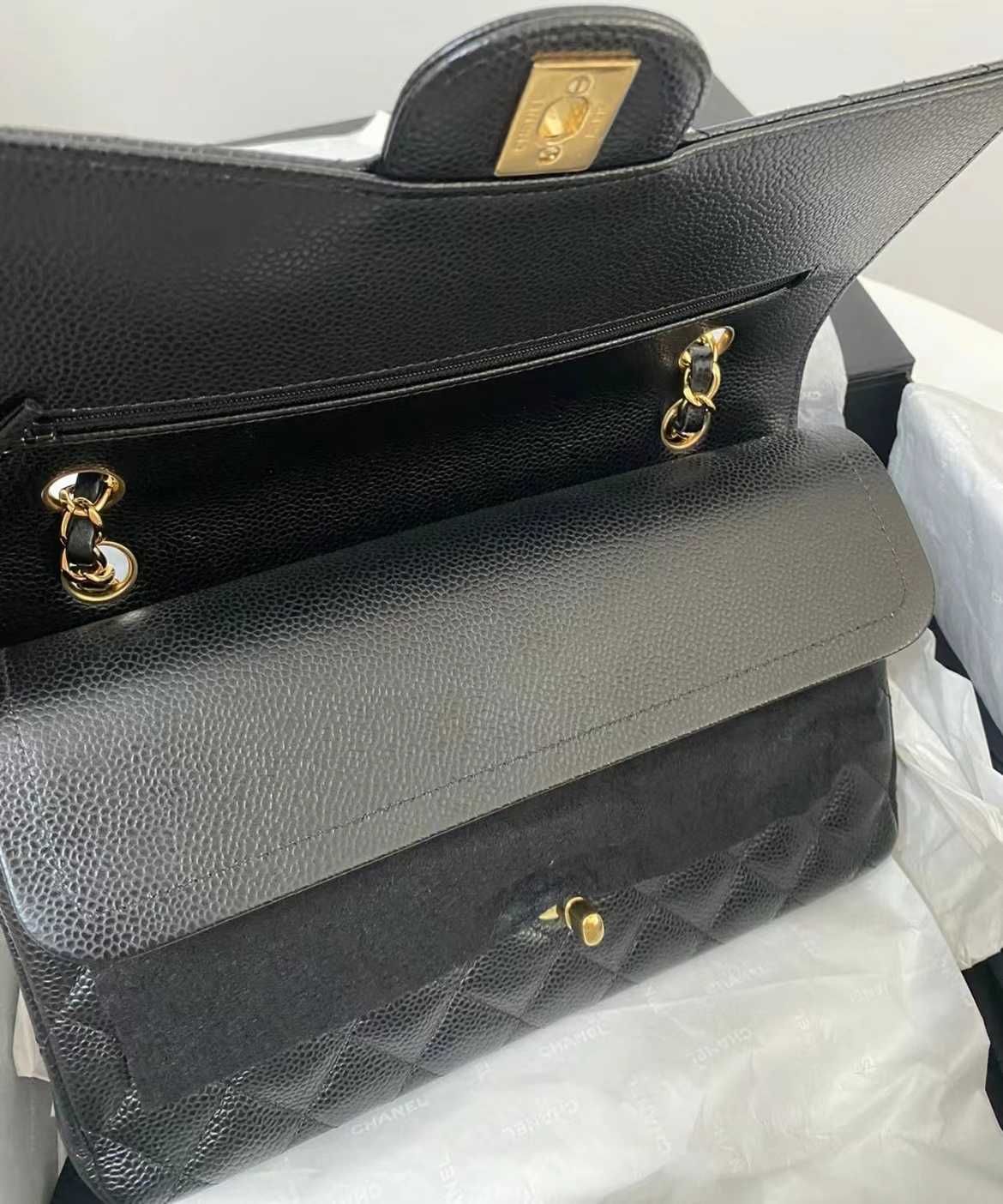 CHANEL CF black leather crossbody bag