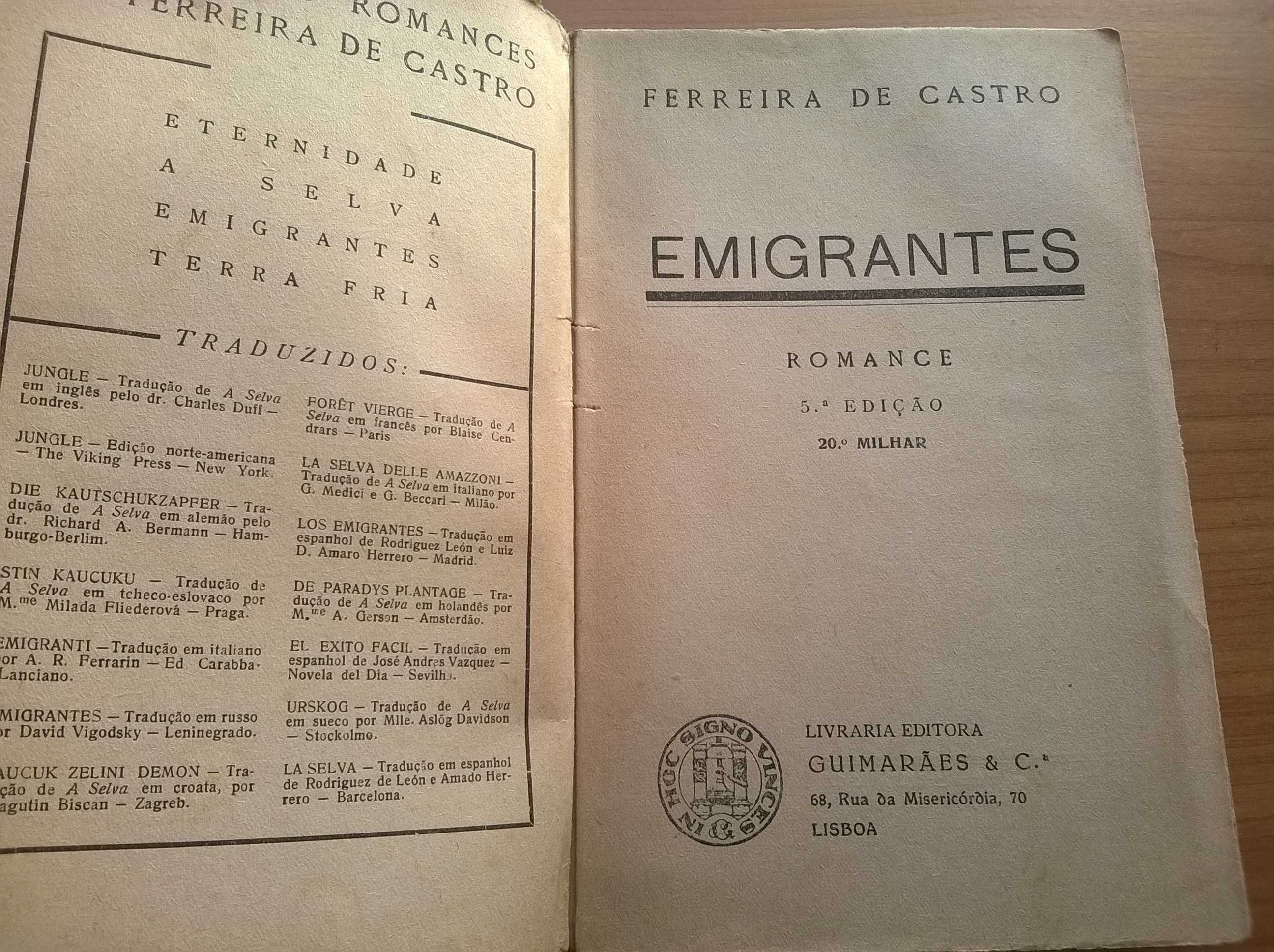 Emigrantes  - Ferreira de Castro (portes grátis)
