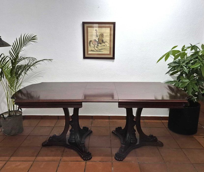 Mesa / Extensível / Clássica / Pé de Galo / Madeira Maciça / Vintage