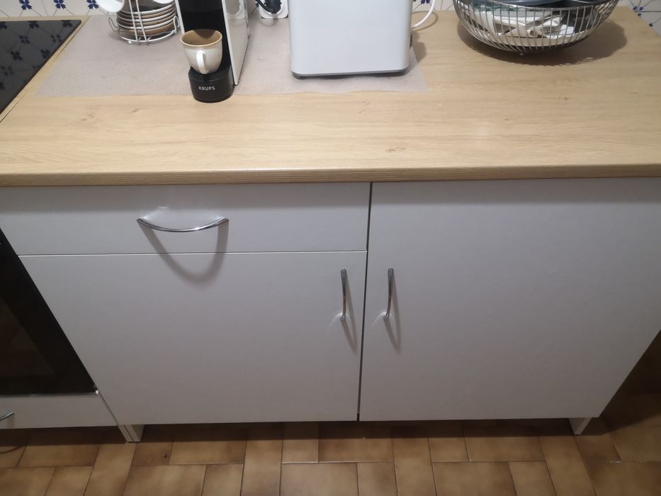 Armário baixo c/2 portas e gaveta, branco, 120 cm