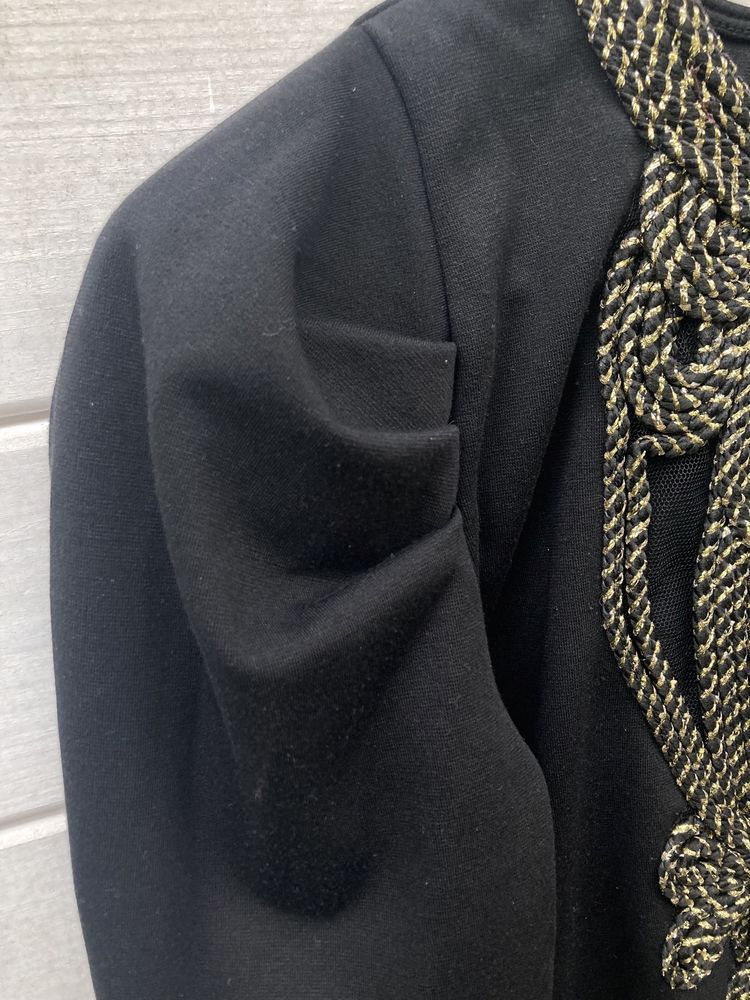Sukienka czarna z bufkami XS mini złote aplikacje #malaczarna #goth