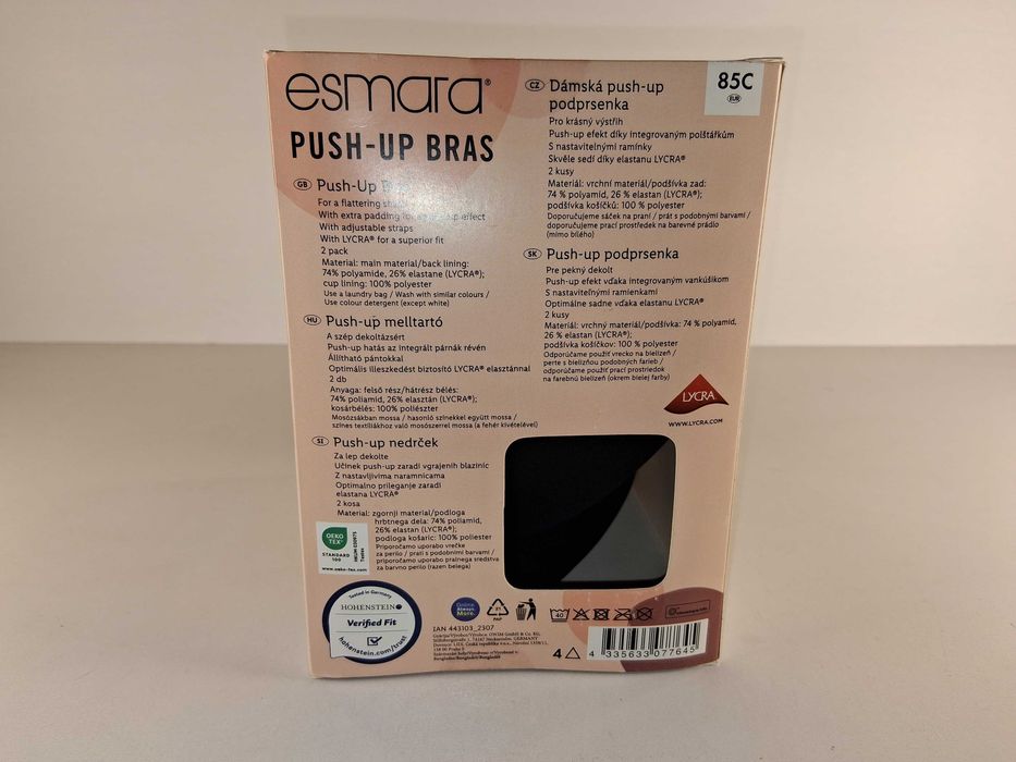 A111 Zestaw 2 Biustonoszy Esmara Push-Up Bras Biały Czarny Rozmiar 85C