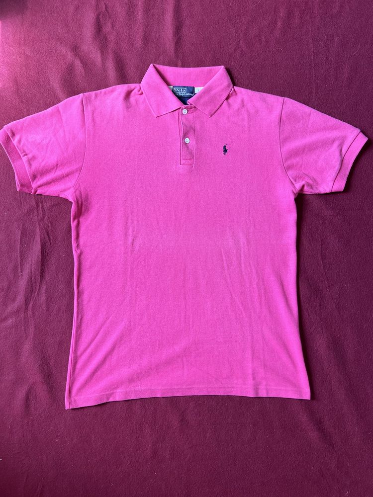 Polo Ralph Lauren Rosa Logo Azul Escuro – Tamanho L – Ótimo estado