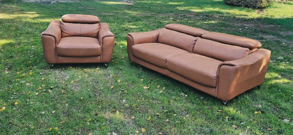 Sofa i fotel ze skóry