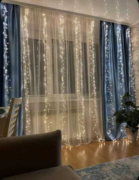 НА БАГАТО СЕЗОНІВ! Гірлянда штора на USB пульті. 3*2 м, 3*3 м, 3*1 м