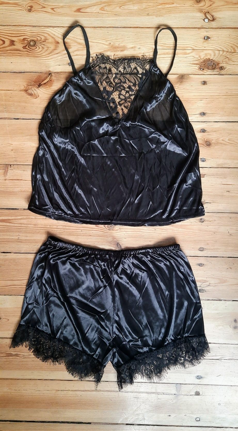 Damska koronkowa dwucześciowa  czarna piżama rozmiar M