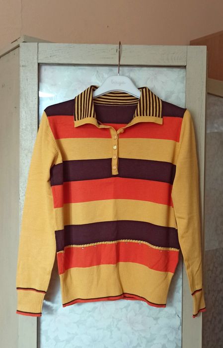 Sweter polo w pasy wiskoza