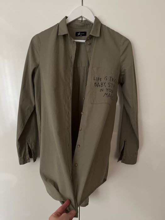 RESERVED - długa koszula oversize. Zielona/khaki. 100% Bawełna. 34/XS