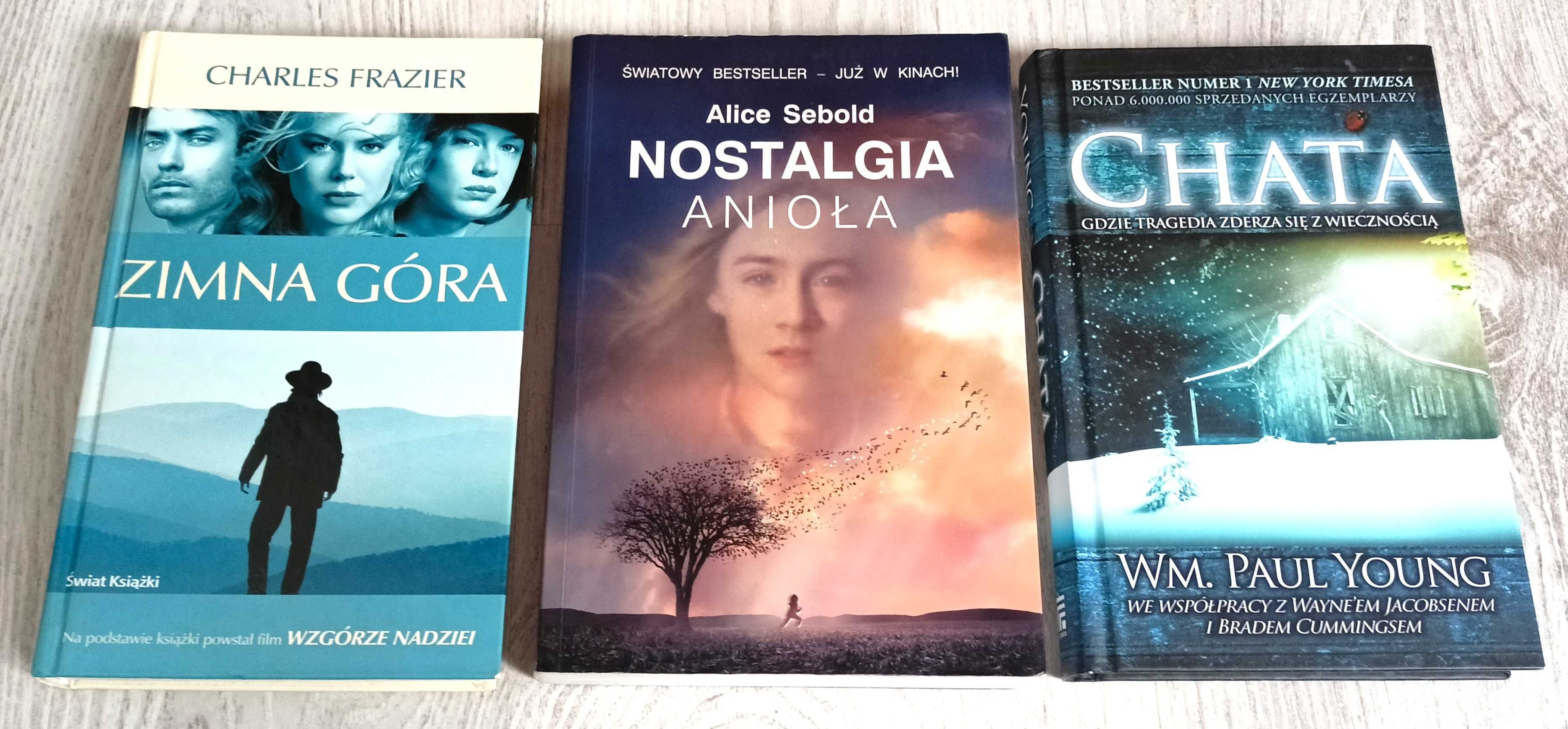3x Alice Sebold Nostalgia anioła + Young Chata + Frazier Zimna Góra