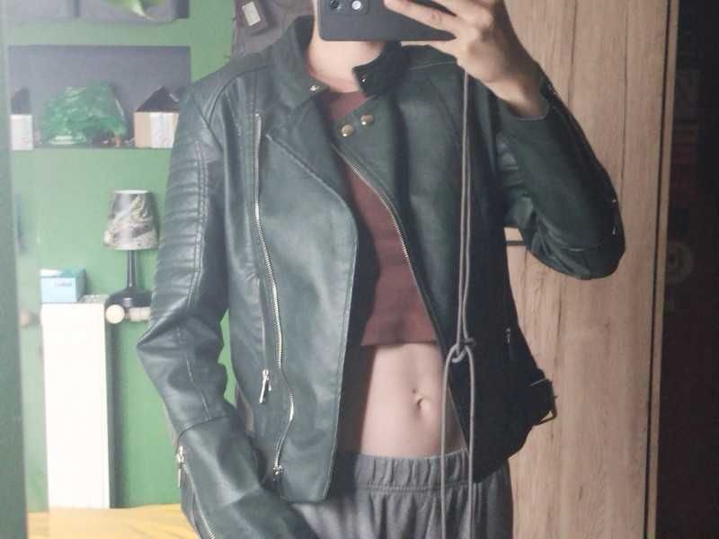 Ramoneska kurtka skórzana ekoskóra biker motocyklowa rockowa jesienna