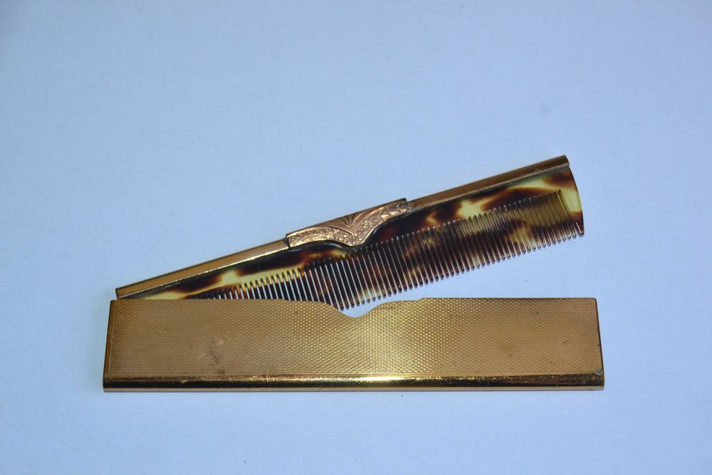 Pente Antigo Art Deco Plaqueado a Ouro