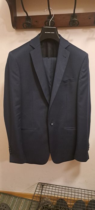 Garnitur granatowy wzrost 176 slim 60% wełna