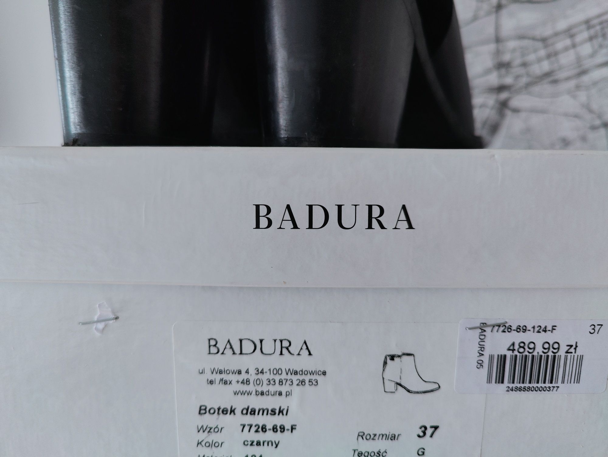 Badura skórzane botki zimowe 37 czarne