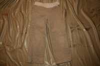 Spodnie bawełniane sztruksowe szkolne jesienne zimowe beżowe gumka 110