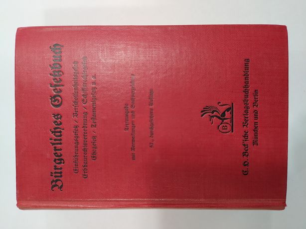 Stara niemiecka książka Burgerliches Gesetzbuch