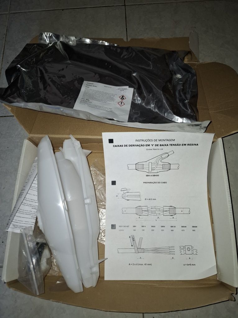 Kit união cabos ligação fios estanque resina