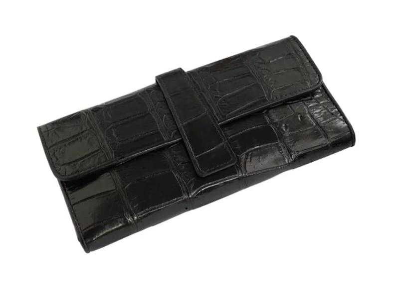 Женский кошелек портмоне из натуральной кожи крокодила черный