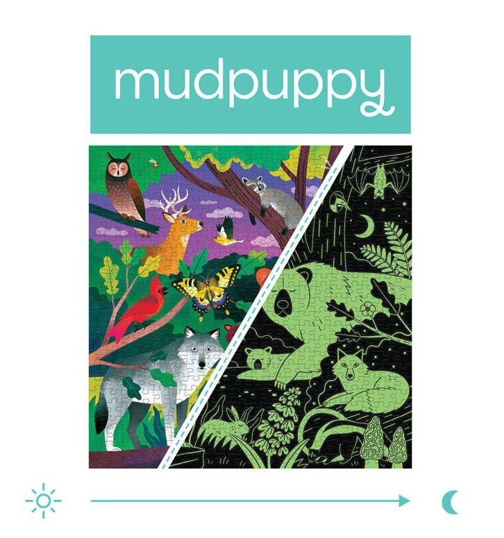 puzzle, las, zwierzęta, 500 szt, 8+, świecą w ciemności, Mudpuppy