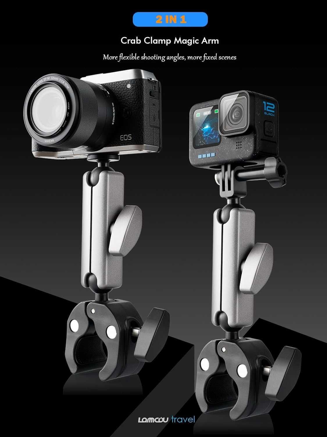 Lammcou Uchwyt motocykl rower na kamere GoPro Hero Insta-360 X3 Go 3
