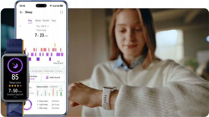 Huawei Band 9 Smartwatch Monitorowanie Tętna Podczas Snu Polski Biały