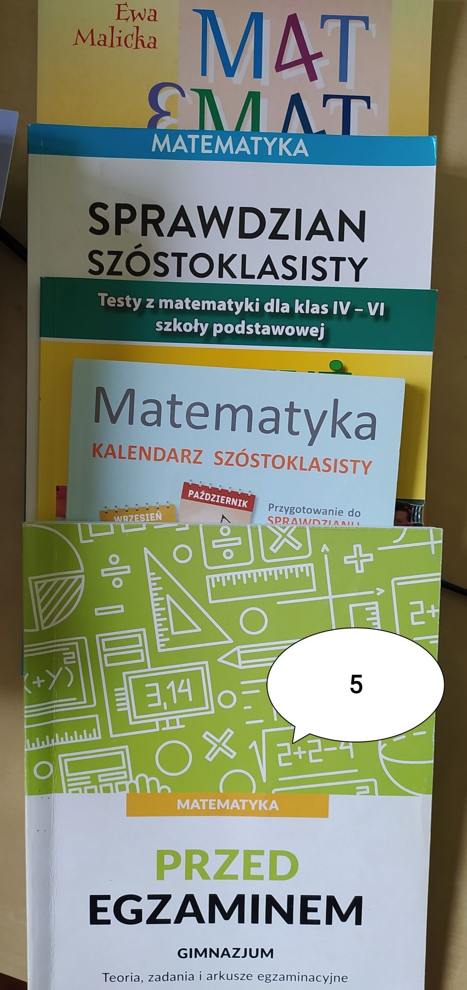 Zeataw książek do powtarzania wiadomości  matematyki SP