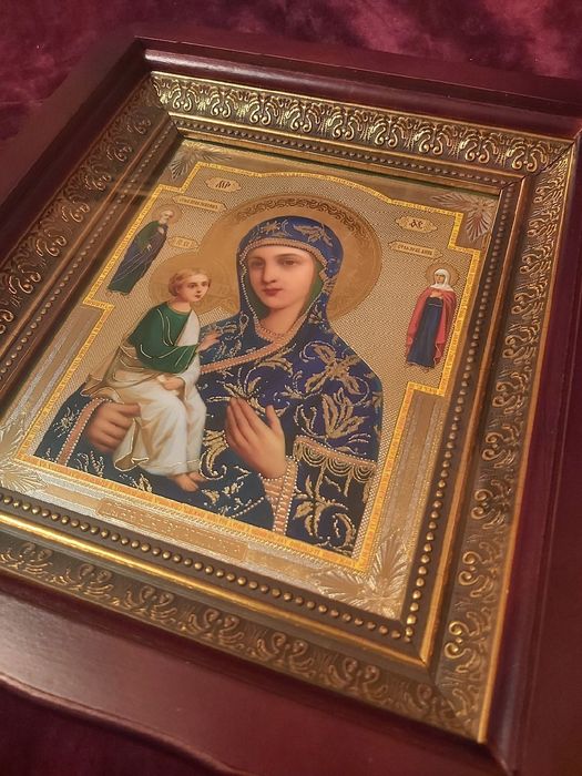 Przepiękna ikona prawosławna w kiocie Matka Boska Jerozolimska.