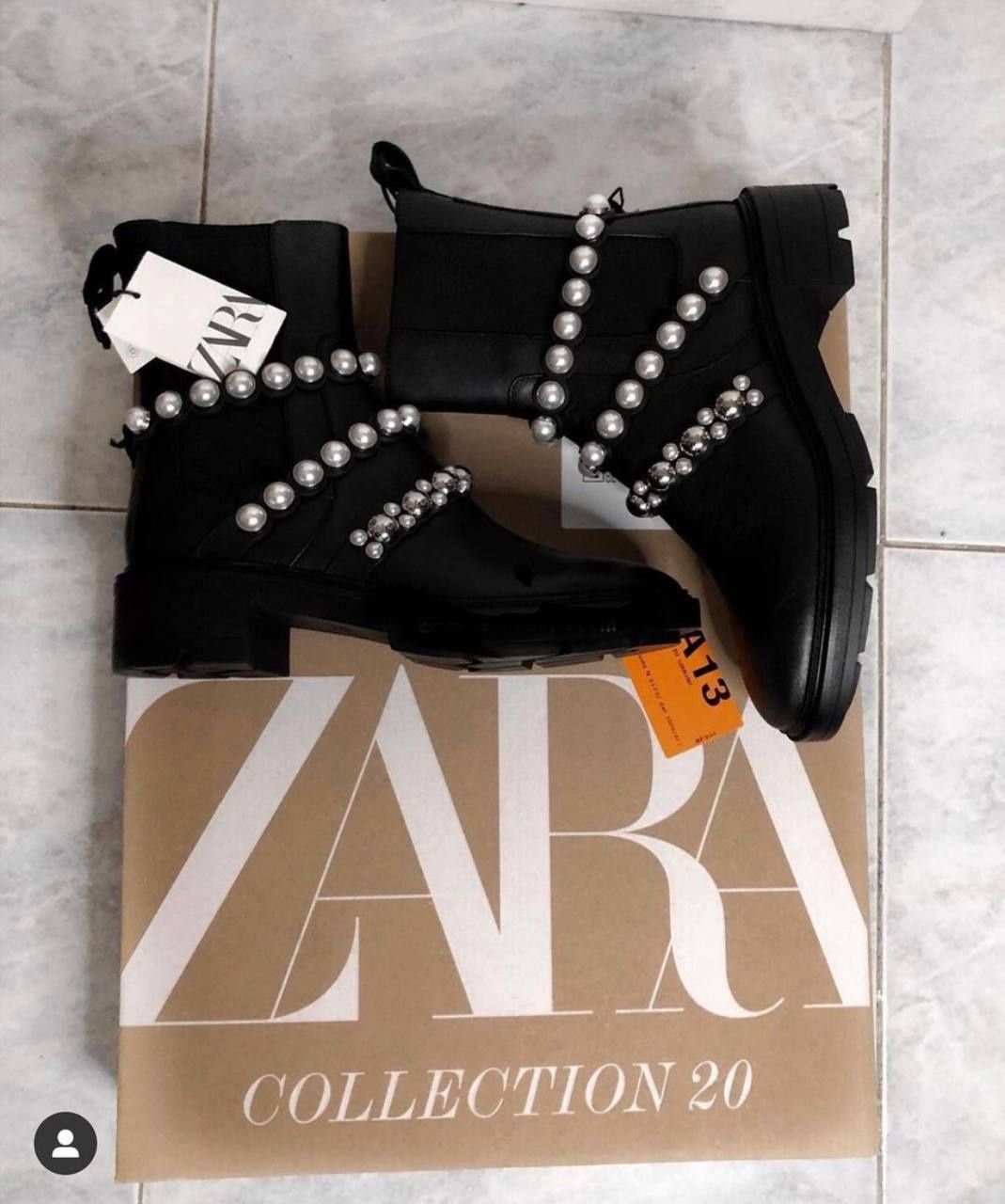 Демисезонные кожаные ботинки, сапожки Zara, Зара