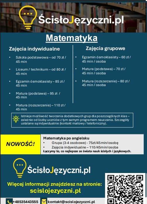 Korepetycje MATEMATYKA i ANGIELSKI. Matura | egzaminy klas ósmych