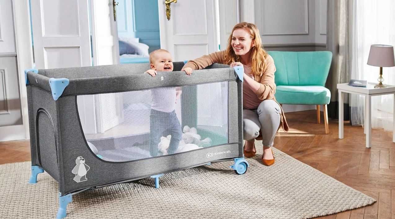 Łóżeczko Turystyczne Dziecięce KINDERKRAFT JOY Wielofunkcyjne BLUE.