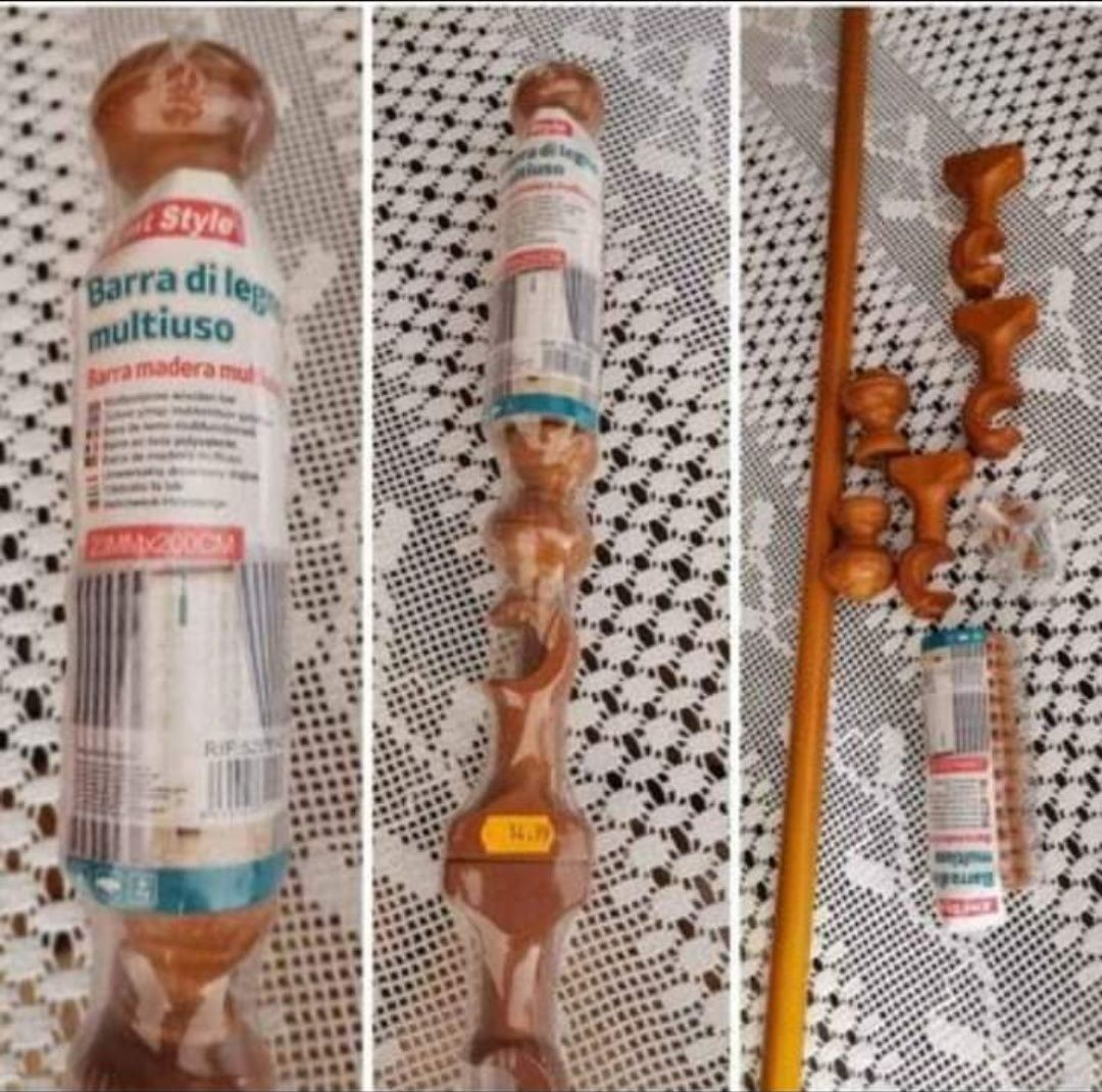 2 varões para cortinados em pinho