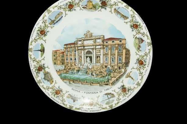 Włoska porcelana antyk talerz dekoracyjny zabytki Rzymu