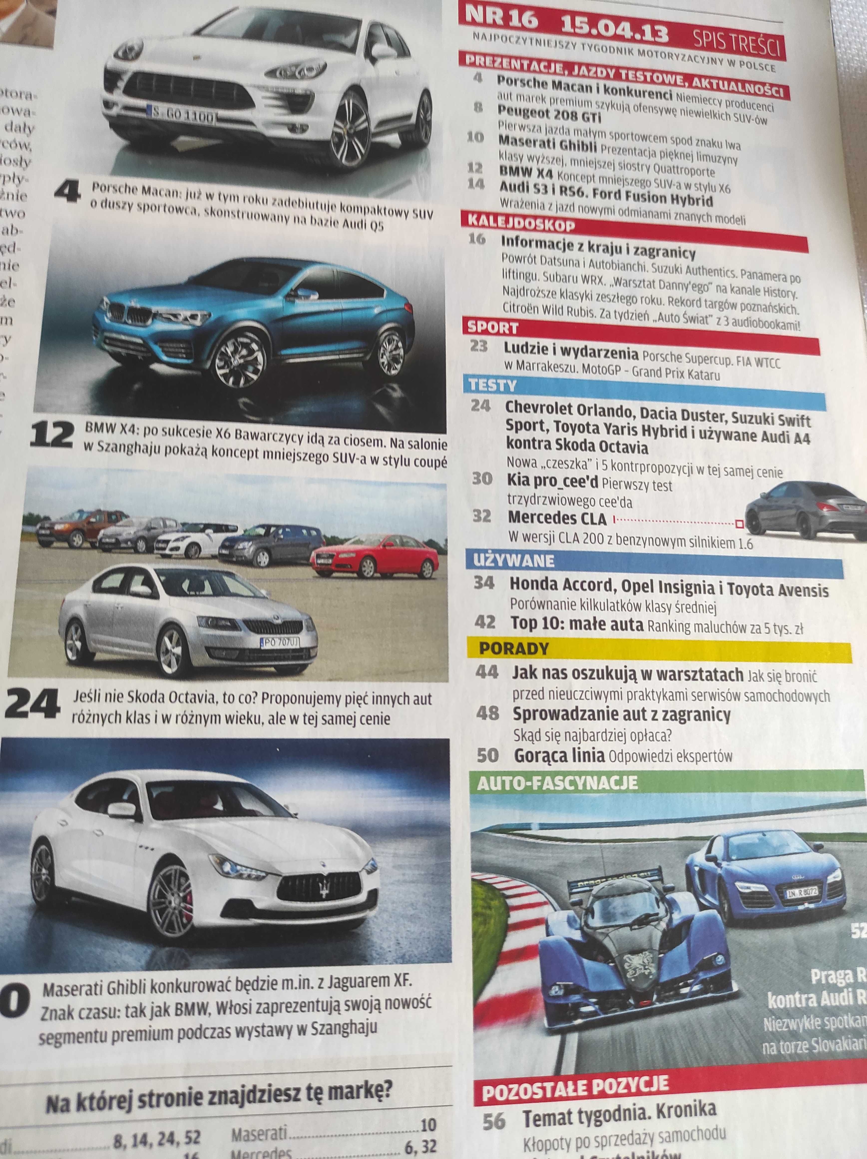 Czasopismo Auto Świat WYSZUKAJ POJAZD 16/2013 Macan X4 S3 RS6 Merc CLA