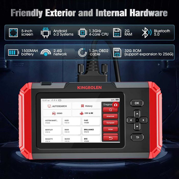 Interfejs skaner diagnostyczny KINGBOLEN S800 Dożywotnia Aktualizacja