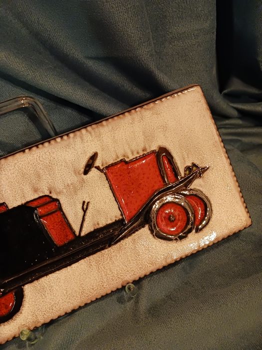 Plakieta ścienna ceramika auto Vintage