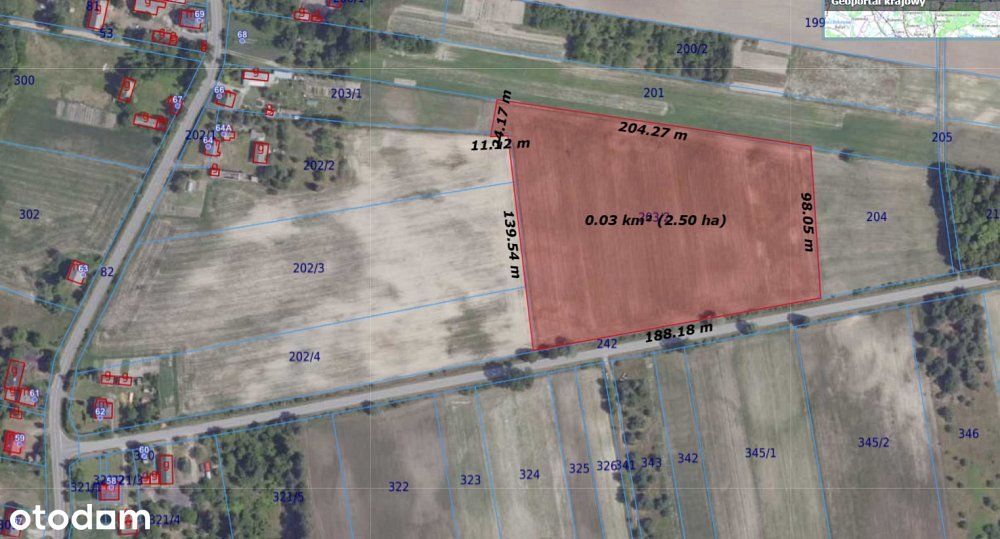 Działka budowlana | 2,48ha | Bukowa Mała | Sawin