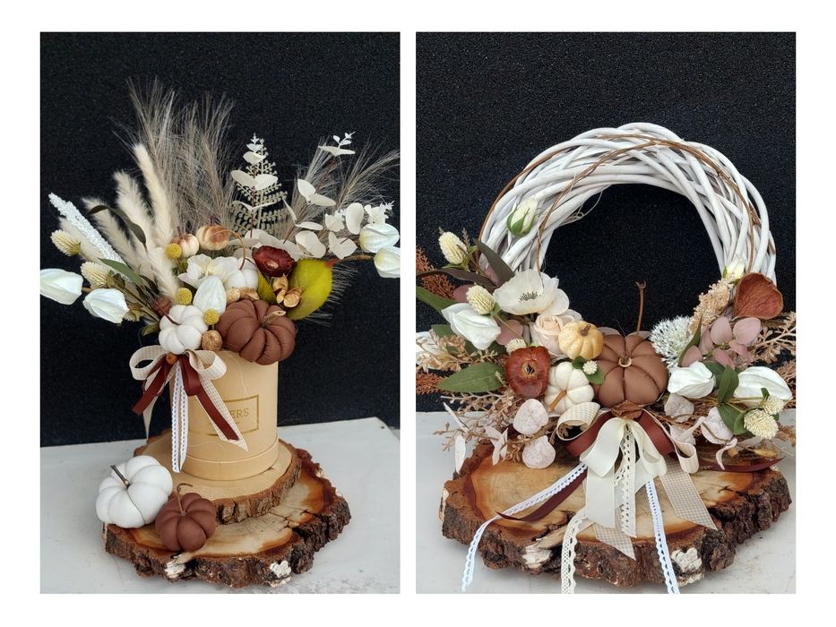 Piękny komplet jesienny wianek bukiet