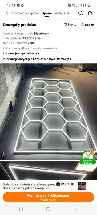 Lampa led hexagon / plaster miodu do garazu, domu, salonu, barbera