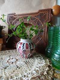 Ceramika fajans świecznik wazonik