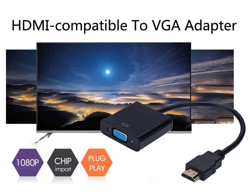 Адаптер HDMI - VGA Black / White