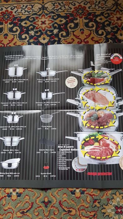 Nowy Komplet Trwałych Naczyń ze stali nierdzewnej 19el. Elite Cook