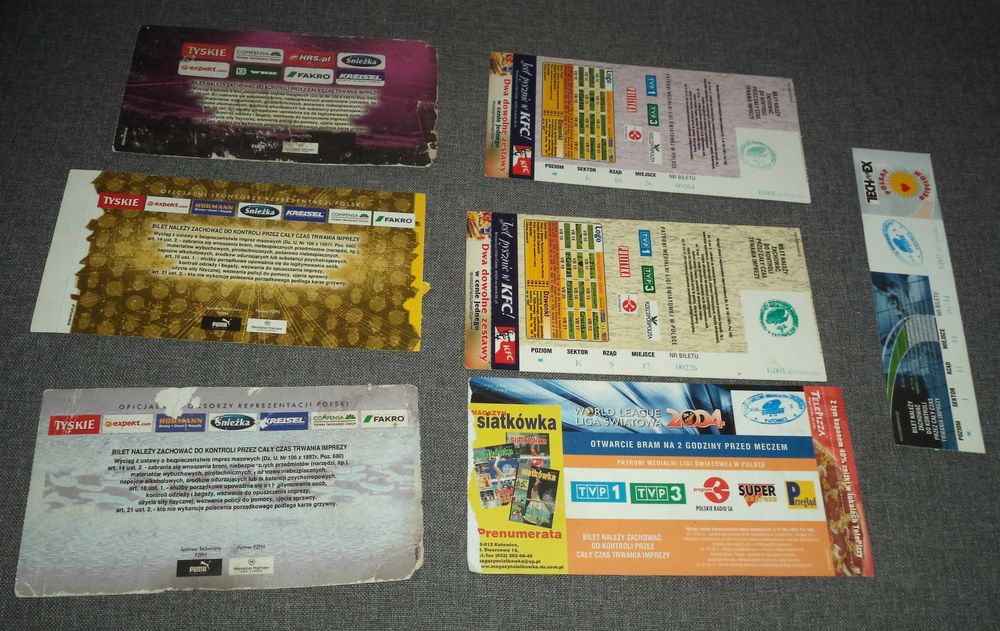 Polska  Bilet wstępu na mecz piłka nożna siatkówka 21 sztuk